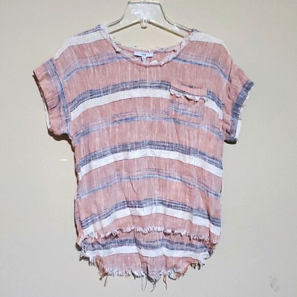 FATE Striped Raw Hem Top - Size Small - Picture 1 of 8